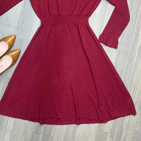 Short Flared Dress with Long Sleeves, Waist Cinching, and Bow Detail at the Neck - Picture 2 of 5